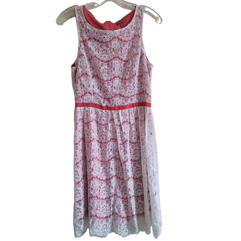Elle Cream Lace Sleeveless Dress Sz 4